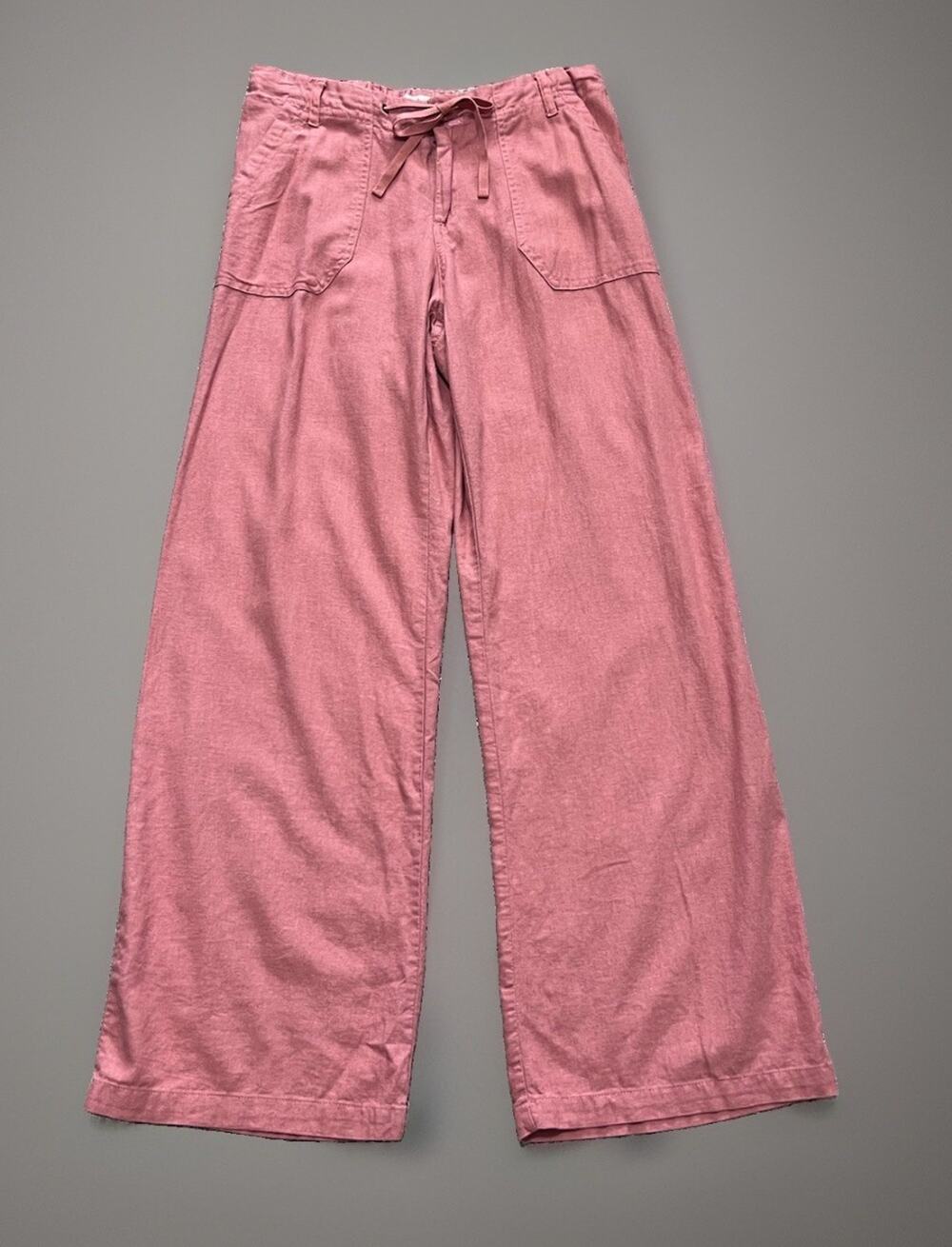 JUST LIVING Womens Linen Blend Wide Leg Flowy Coastal Beach Pants Coral Size S
